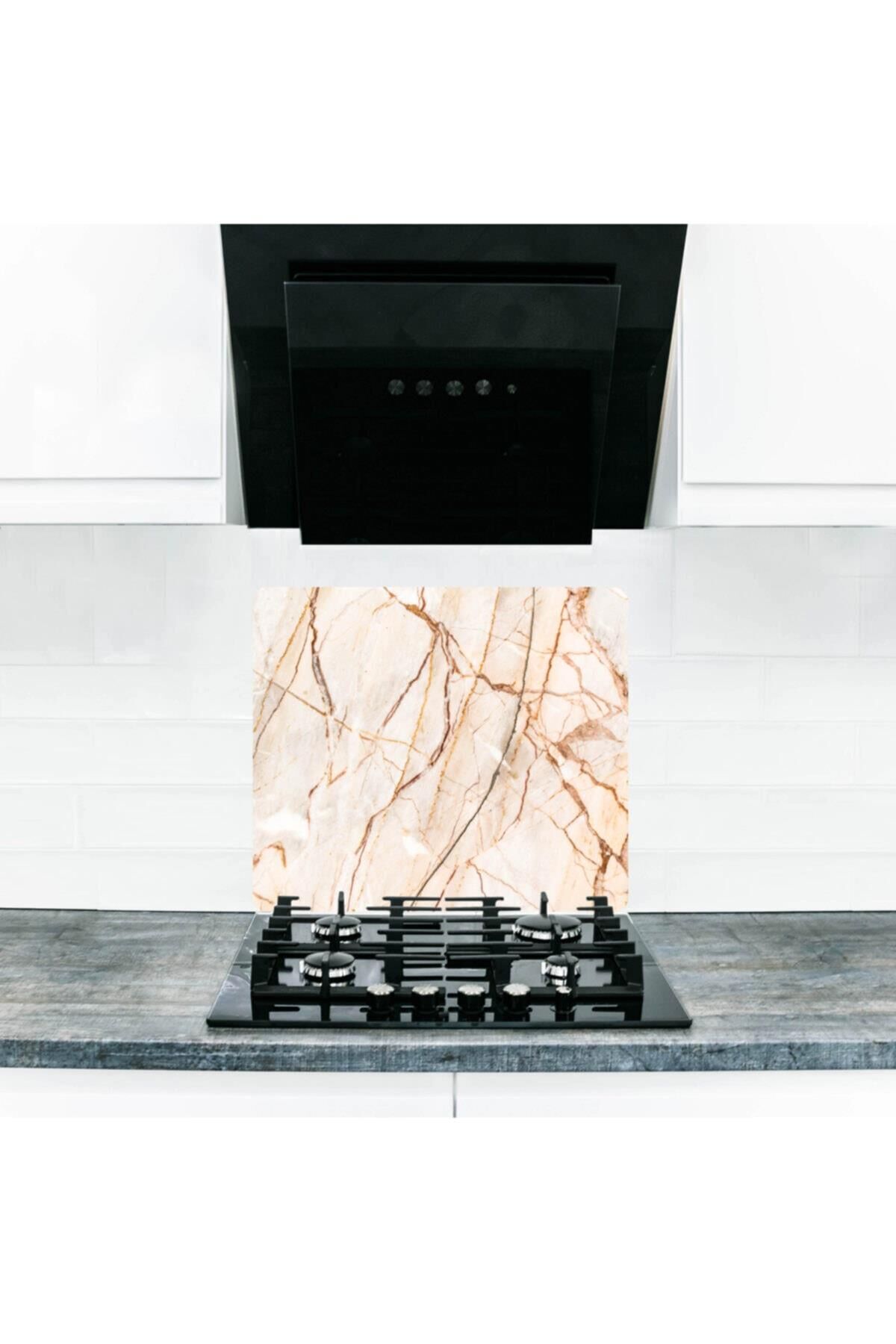 50X56 cm Cam Ocak Koruyucu Kırmızı Taş