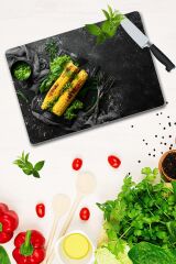 30x40 cm Cam Kesme Tahtası Mısır Desenli