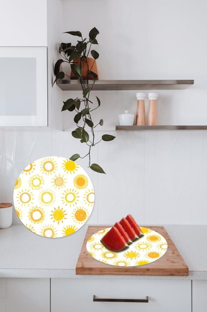 Çap 32 cm Güneş Desenli Cam Kesme Tablası