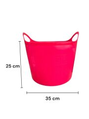 Pembe, Esnek Plastik Kova – 20 Litre, Temizli Kovası, Esneyebilen Oyuncak ve Çamaşır Sepeti