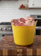 Sarı, Esnek Plastik Kova – 42 Litre, Kurban Kovası, Esneyebilen Oyuncak ve Çamaşır Sepeti