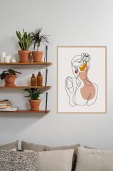 50 x 60 cm Portre Minimal Desenli Cam Tablo 4mm Temperli Camdır