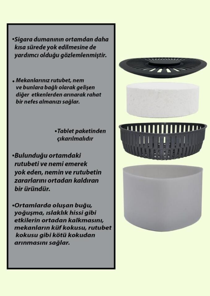 3 Adet 500GR - NATUREL - Nem Alıcılı Ve Rutubet Giderici Aparat Üçgen (TABLET DAHİL)