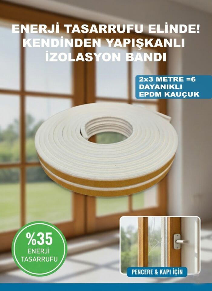 İzolasyon Bandı – Kendinden Yapışkanlı Kapı Pencere 6 Metre