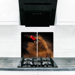 Ocak Arkası Koruyucu ve Kesim Tablası Kum Şarabı  (60cm x 52cm) 2 Parça, 4'lü Ocaklar