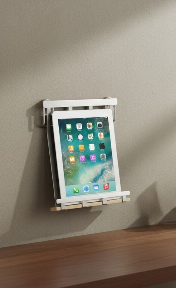 Duvara Monte Tablet Ve Kitap Tutucu – Sabit Montajlı, Kaymaz Alt Destekli