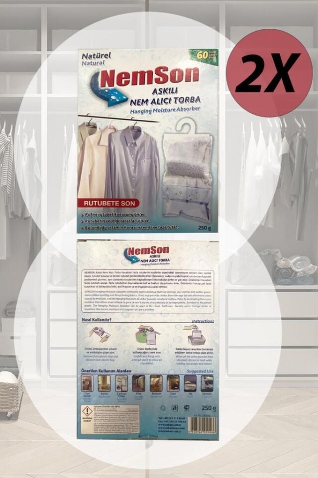 2 Adet 250 gr Askılı Dolap içi Nem alıcı