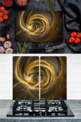 Takım Halinde Merkez 20x30 cm Kesme Tablası ve 2'li 30x52 cm Cam Ocak Koruyucu 4'lü Ocaklar