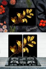 Takım Halinde Tek Buğday  20x30 cm Kesme Tablası ve 2'li 30x52 cm Cam Ocak Koruyucu 4'lü Ocaklar