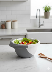 3 Litre Plastik Karıştırma Kabı – Gri Beyaz