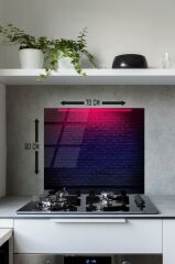 60 x 70 cm Neon Tuğla Desenli Cam Ocak Arkası Koruyucu