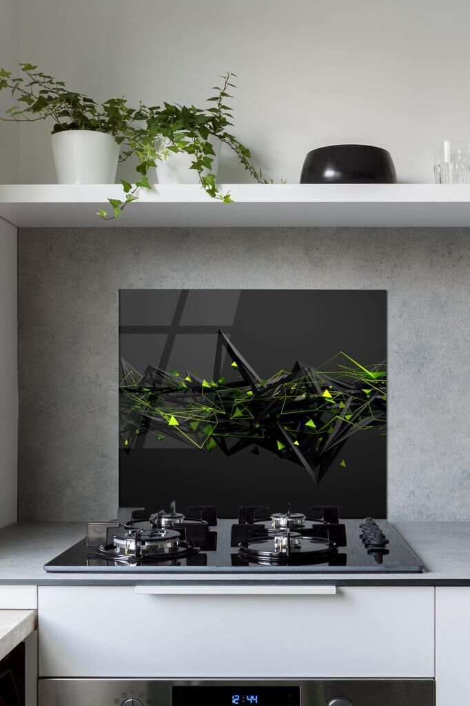 60 x 70 cm Dijital Desenli Cam Ocak Arkası Koruyucu