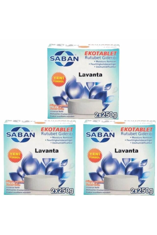 3 Adet 2x250 gr Nem Alıcı Rutubet Giderici Yedek Tablet Lavanta
