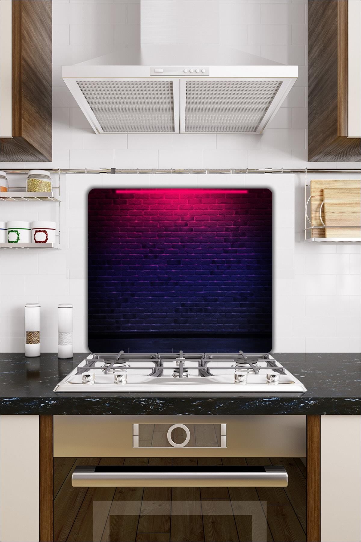 50X56 cm Cam Ocak Koruyucu Neon Tuğla