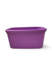 Mor, Hasır Desenli Plastik Çamaşır Selesi - 25x35x53cm