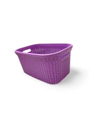 Mor, Hasır Desenli Plastik Çamaşır Selesi - 25x35x53cm