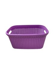 Mor, Hasır Desenli Plastik Çamaşır Selesi - 25x35x53cm