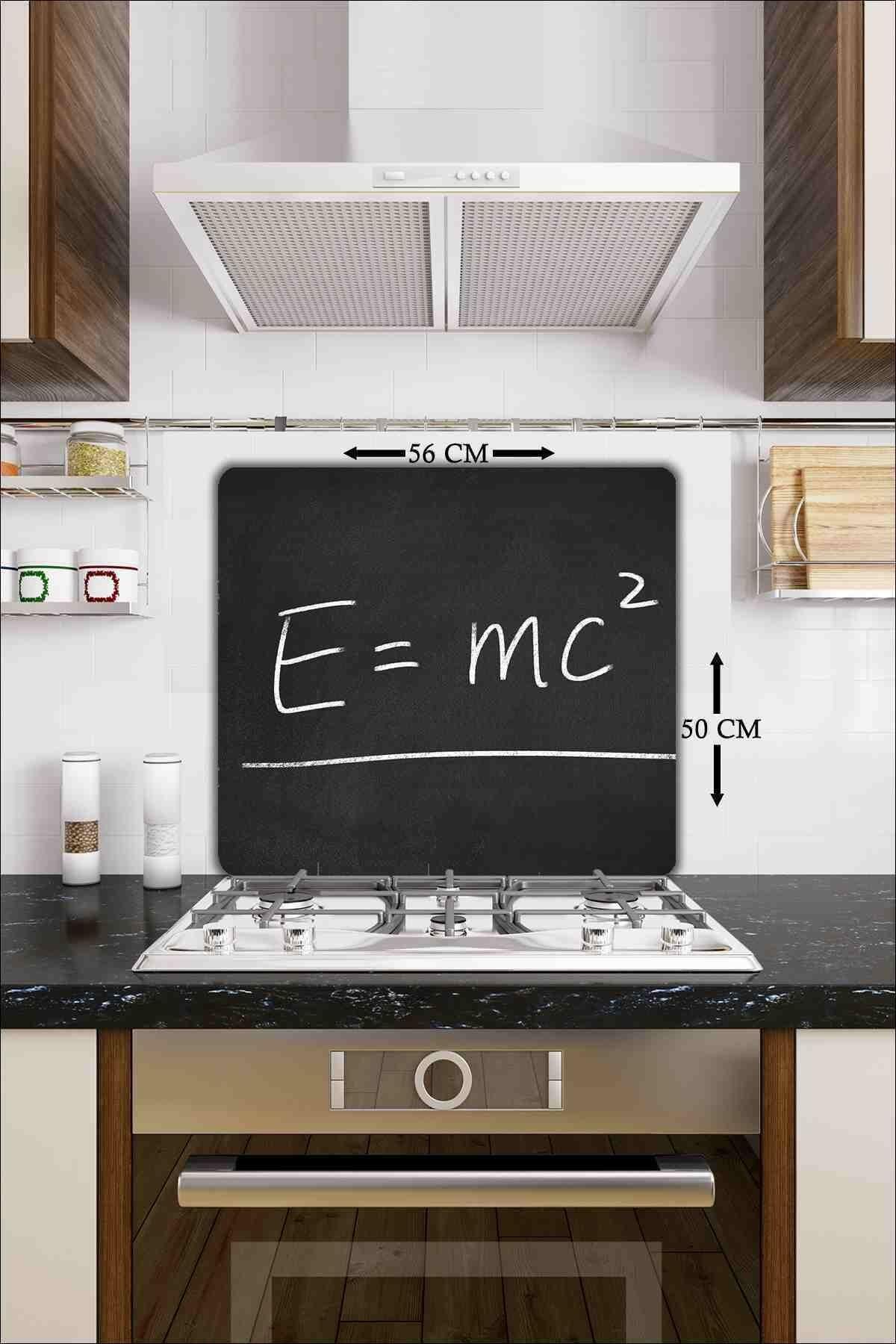 50X56 cm Cam Ocak Koruyucu e=mc2