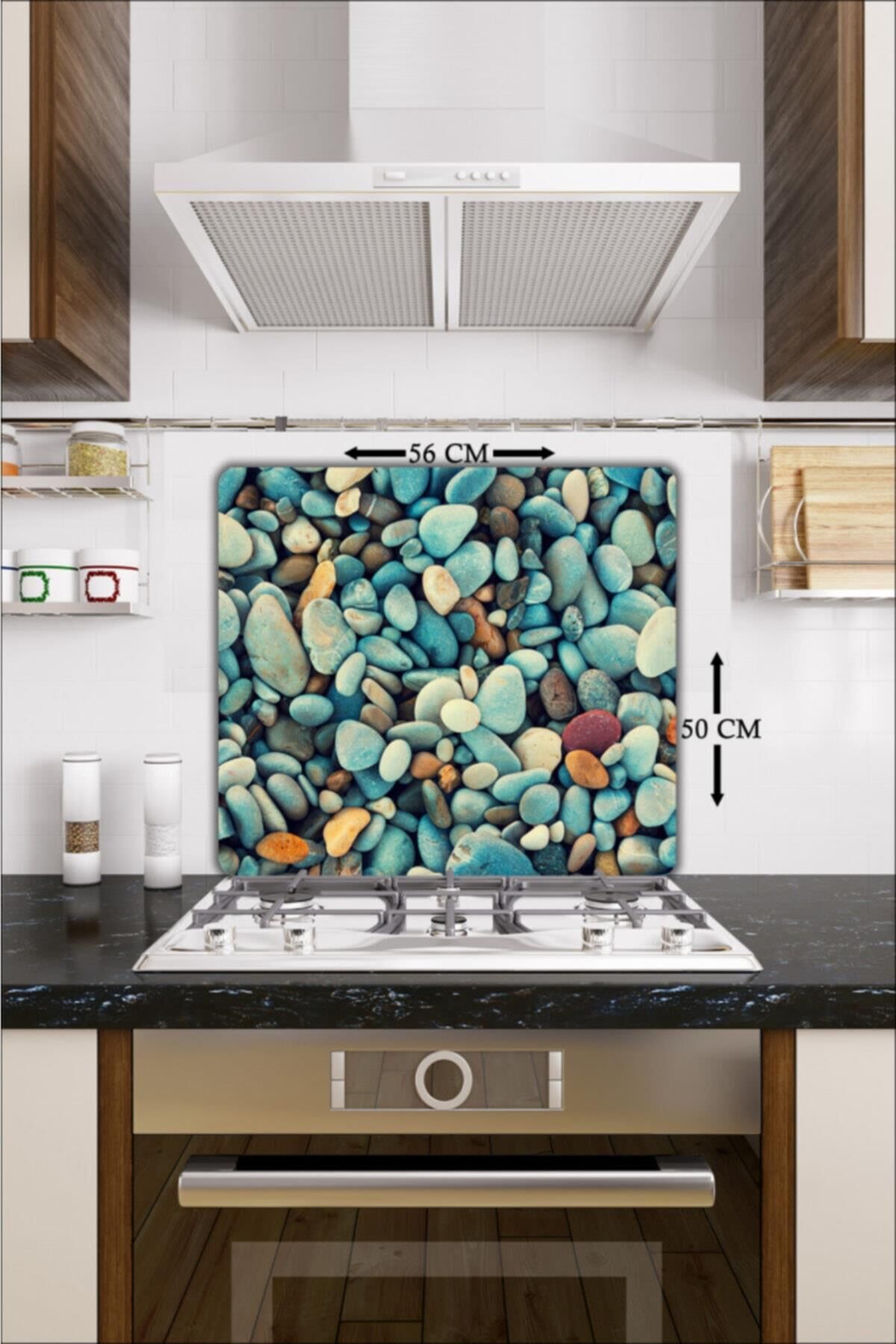 50X56 cm Cam Ocak Koruyucu Çakıl Taşı