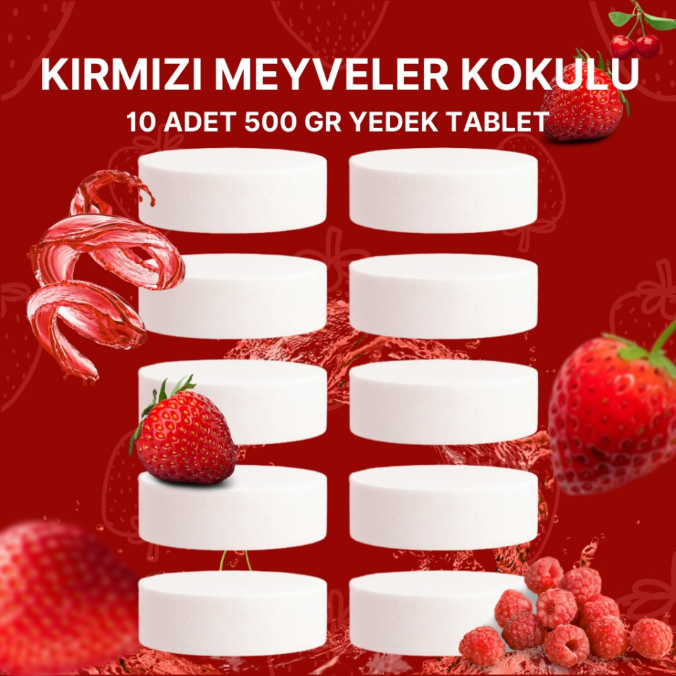 5 Adet 2x500Gr - KIRMIZI MEYVELER - Nem Alıcı Rutubet Giderici Yedek Tablet