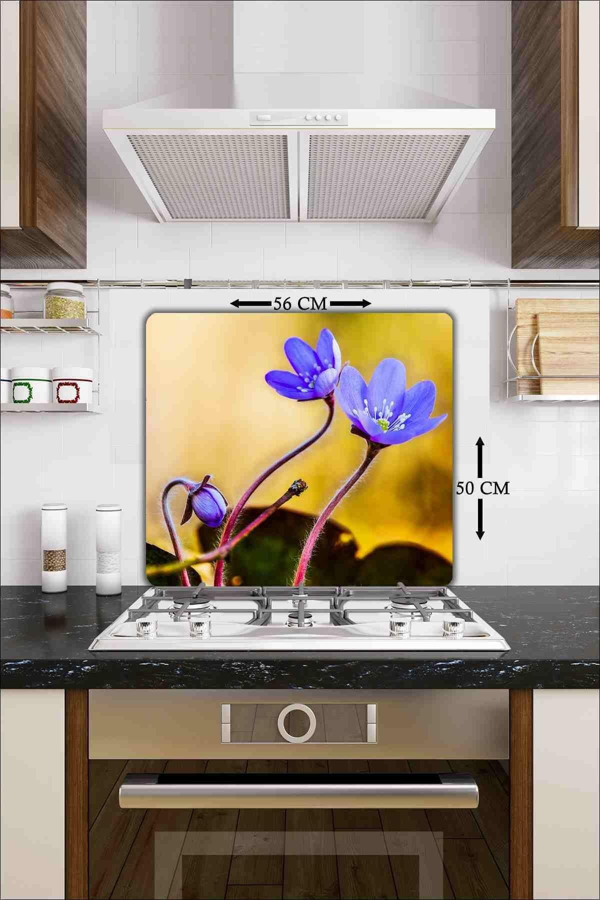 50X56 cm Cam Ocak Koruyucu Menekşe Cam