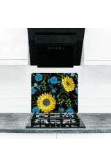 50X56 cm Cam Ocak Koruyucu Ayçiçeği Cam