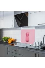 50X56 cm Cam Ocak Koruyucu Pembe Ananas Cam