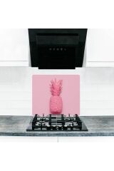 50X56 cm Cam Ocak Koruyucu Pembe Ananas Cam