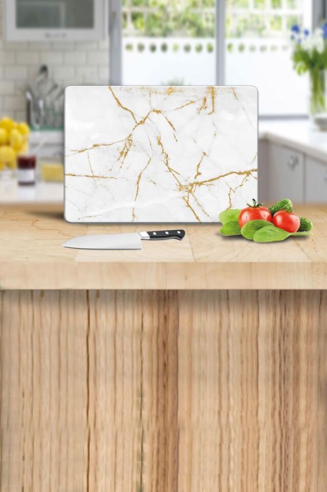 20x30cm - Çoklusim Desenli - Cam Kesme Tahtası