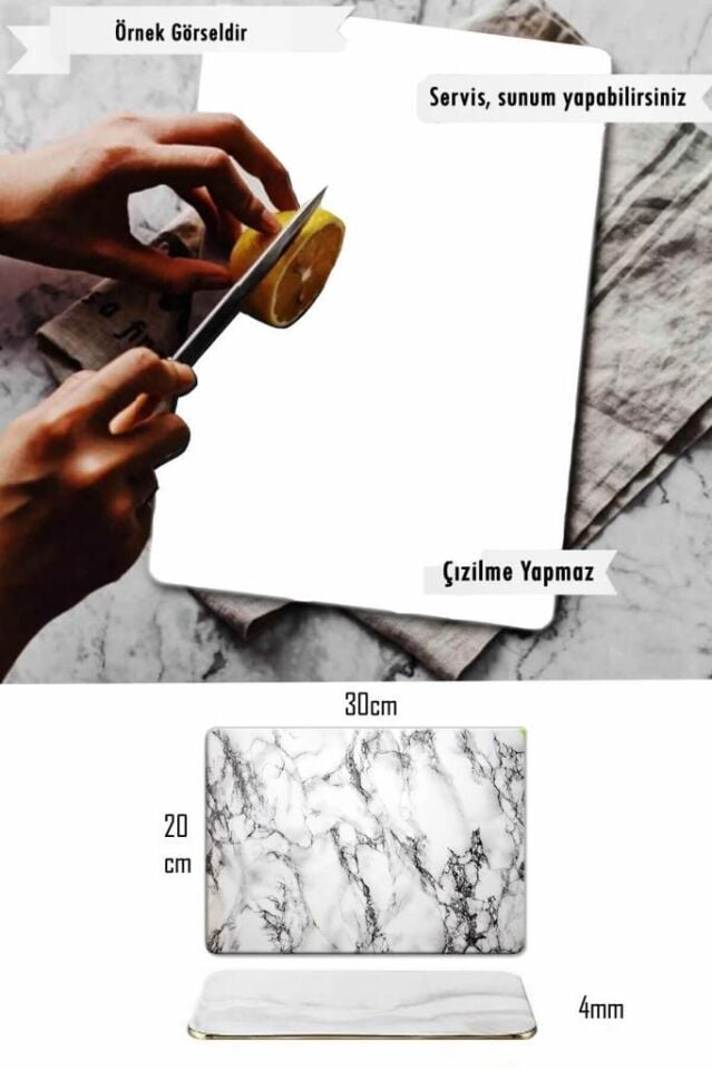 20x30cm - Çoklusim Desenli - Cam Kesme Tahtası