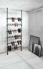 Teleskopik Tavan-Duvar Arası Ayarlanabilir Ayakkabılık 48 Çift Kapasiteli