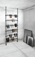 Teleskopik Tavan-Duvar Arası Ayarlanabilir Ayakkabılık 48 Çift Kapasiteli