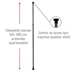 Siyah Ana Direk 165 - 300 Cm Ayarlanabilir Boyut – Teleskopik Sistem Uyumlu Tek Modül