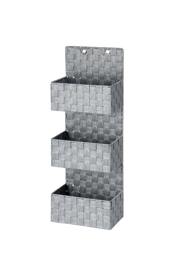 3 Katlı Kapı Arkası Askılı Organizer - Gri Örgü Desenli Çok Amaçlı Banyo ve Ev Düzenleyici Raf