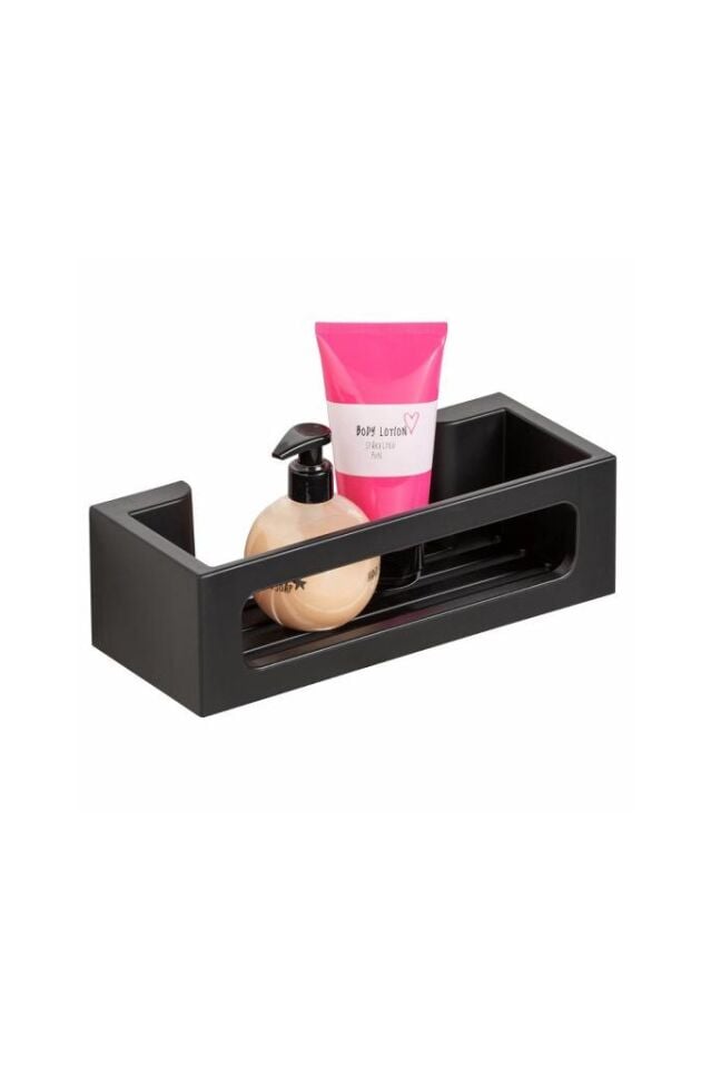 Siyah Yapışkanlı Plastik Banyo Organizer Rafı