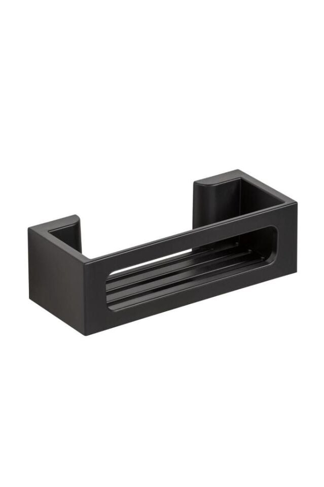 Siyah Yapışkanlı Plastik Banyo Organizer Rafı