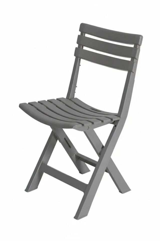 Antrasit - Bahçe Balkon Piknik İç ve Dış Mekan Katlanır Plastik Sandalye