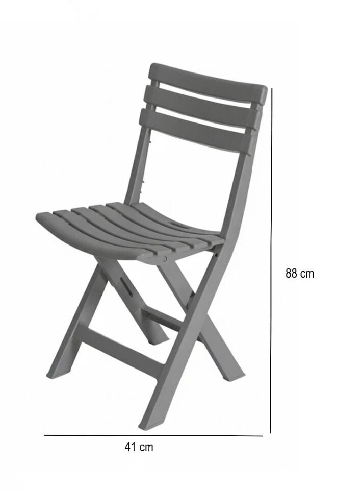 Antrasit - Bahçe Balkon Piknik İç ve Dış Mekan Katlanır Plastik Sandalye