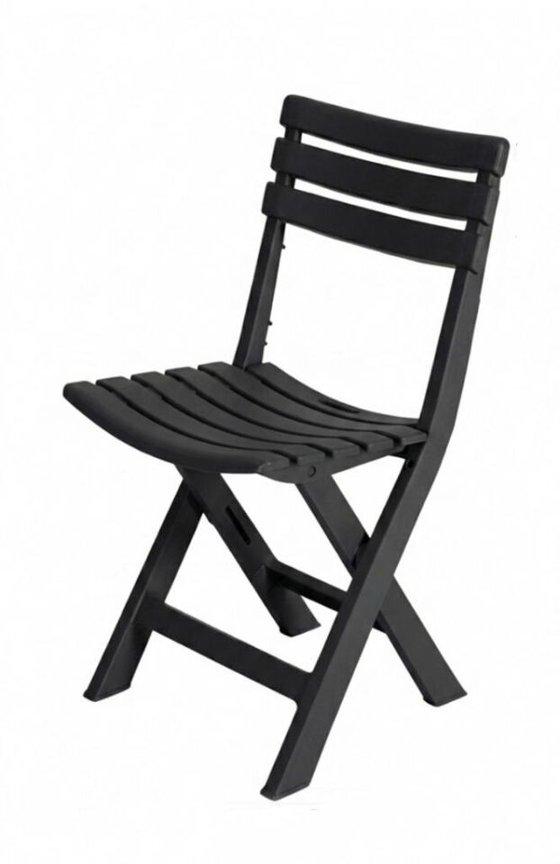Siyah - Bahçe Balkon Piknik İç ve Dış Mekan Katlanır Plastik Sandalye