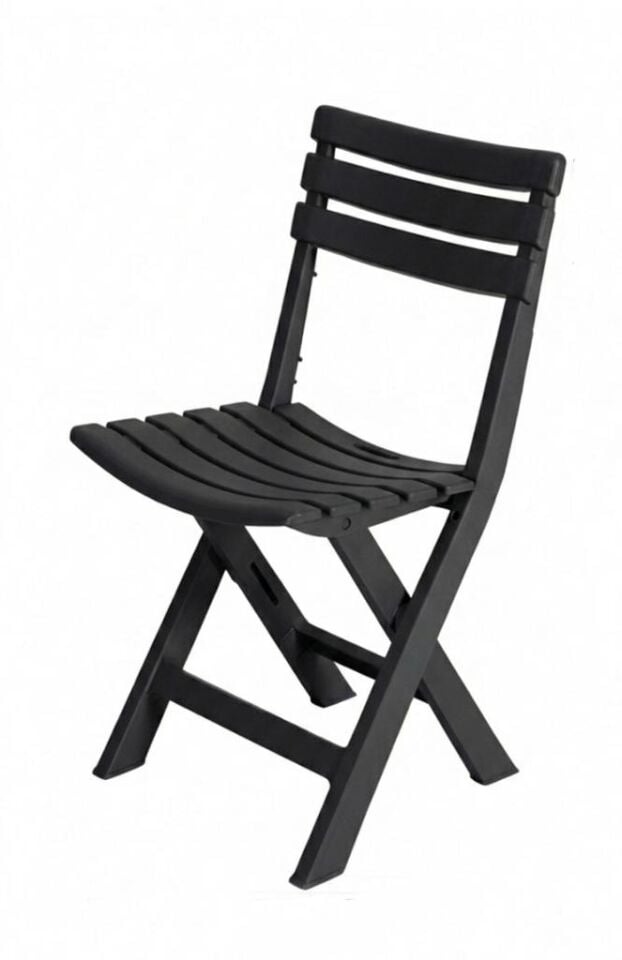 Siyah - Bahçe Balkon Piknik İç ve Dış Mekan Katlanır Plastik Sandalye