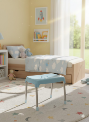 Mavi, Çocuk Sandalyesi Metal Ayaklı Tabure