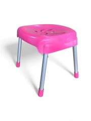 Pembe, Çocuk Sandalyesi Metal Ayaklı Tabure