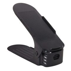 Siyah - 4'lü Set - Ayarlanabilir Ayakkabı Rampası - Çift Katlı Düzenleyici