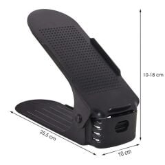 Siyah - 4'lü Set - Ayarlanabilir Ayakkabı Rampası - Çift Katlı Düzenleyici