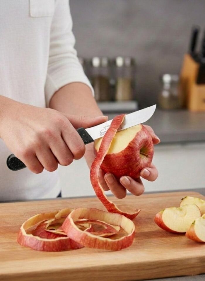 Siyah, 6’lı Paslanmaz Çelik Meyve Bıçağı Seti – Tırtıklı Keskin Ağız