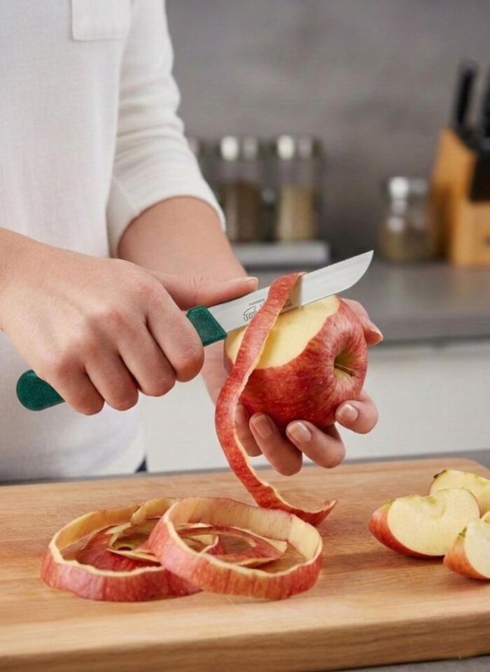 Yeşil, 6’lı Paslanmaz Çelik Meyve Bıçağı Seti – Tırtıklı Keskin Ağız