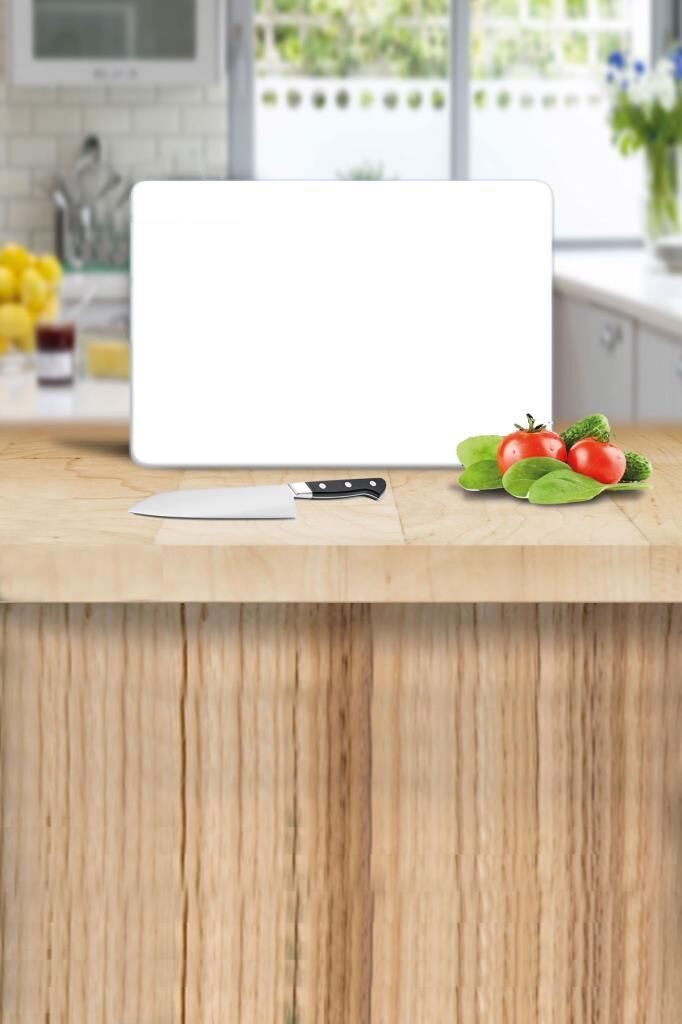 20x30 cm Cam Kesme Tahtası Düz Beyaz