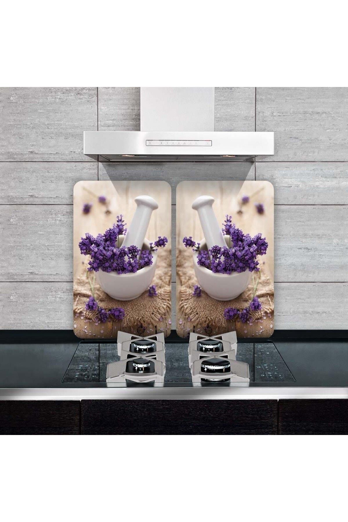 2'li 40x52 cm Cam Ocak Koruyucu 5'li Ocaklar İçin Şifalı Otlar