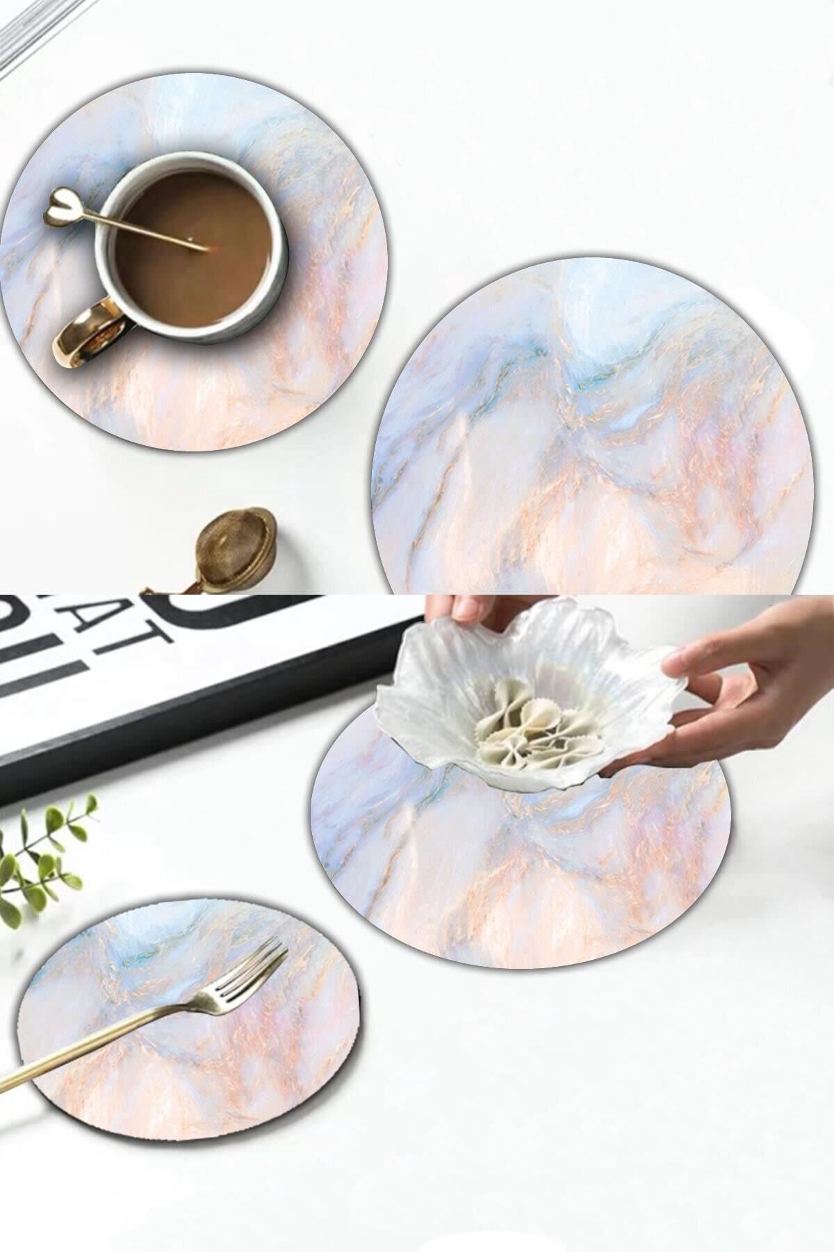 2'li Çap 32 & Çap 20 cm Ezgi Mermer Görünümlü