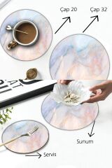 2'li Çap 32 & Çap 20 cm Ezgi Mermer Görünümlü